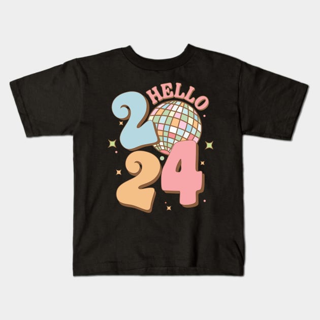 Hello 2024 Kids T-Shirt by MZeeDesigns